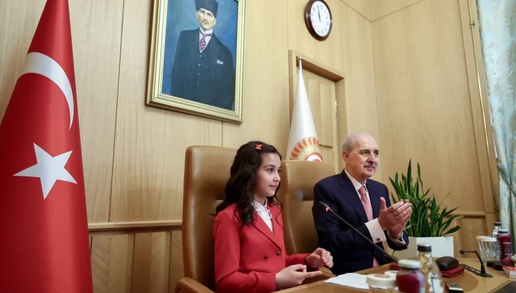 TBMM Başkanı Numan Kurtulmuş, 23 Nisan Ulusal Egemenlik ve Çocuk Bayramı’nda koltuğunu öğrenciye devretti